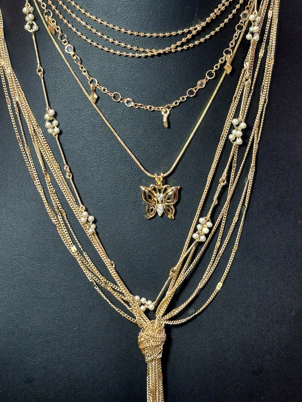 Gold tone Necklace Lot Bundle 4 Necklaces NY, AVON, UNSIGNED - Picture 2 of 11